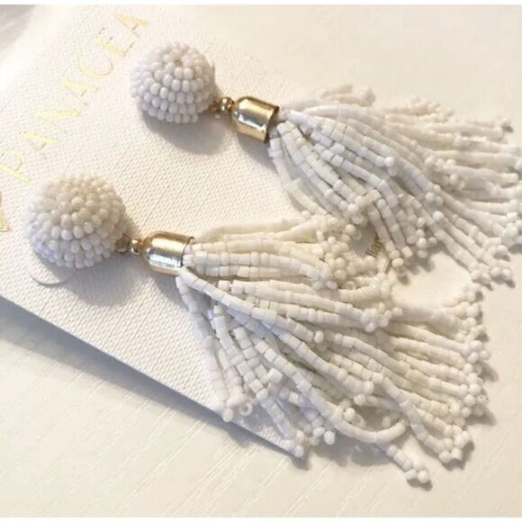 Rachel Zoe Panacea Beaded Long Tassel Earrings NEW - Picture 3 of 4